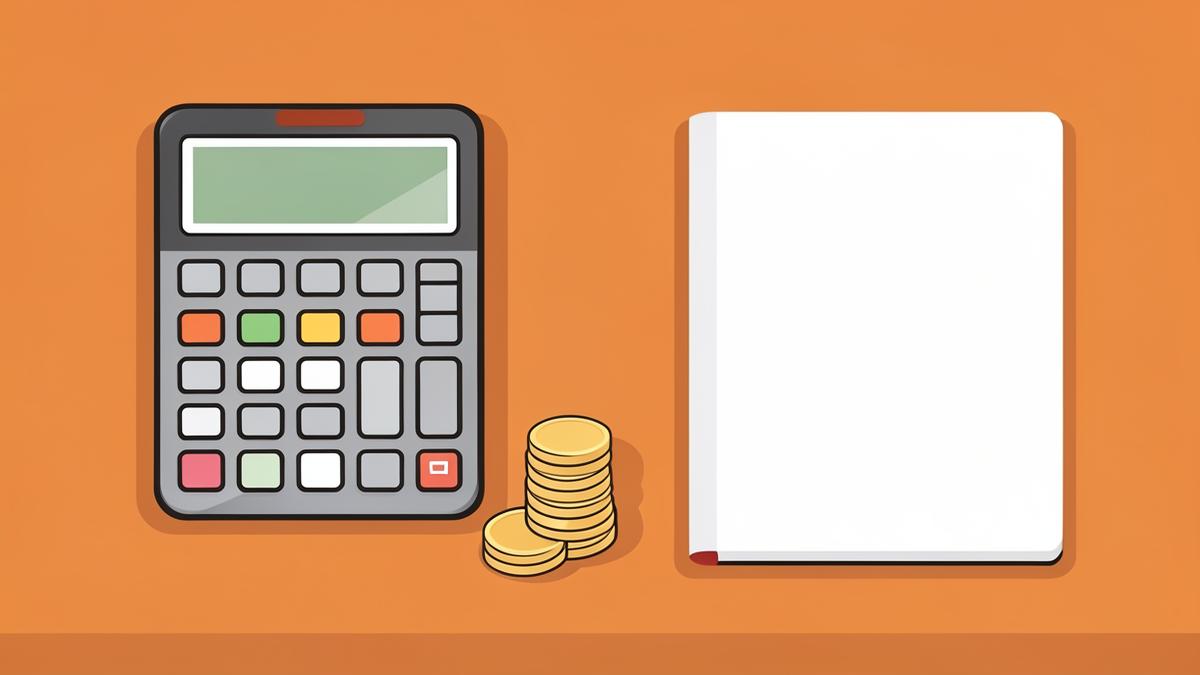 A calculator, stacked coins and a notebook representing small business advertising budget planning in Peoria Arizona